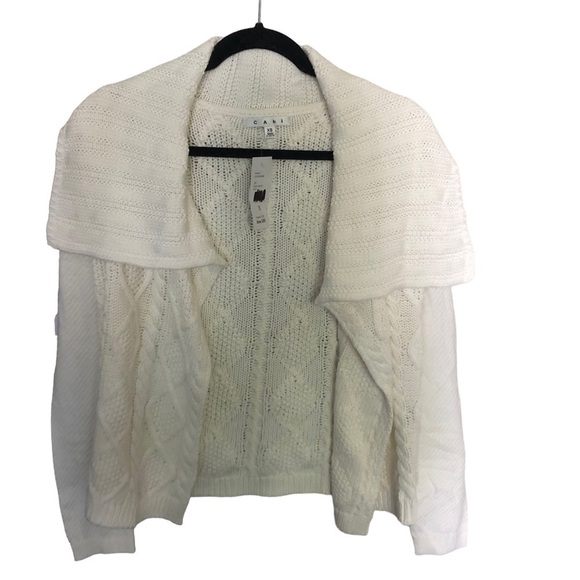 NWT Cabi White Open Front Cable Sweater 193 - Picture 3 of 8